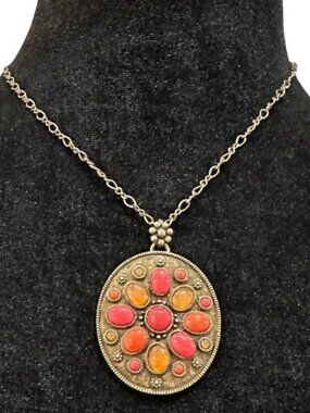 Vintage Xc (Ximara Castro) Signed 20” Antique Brass Necklace Bohemian-Style